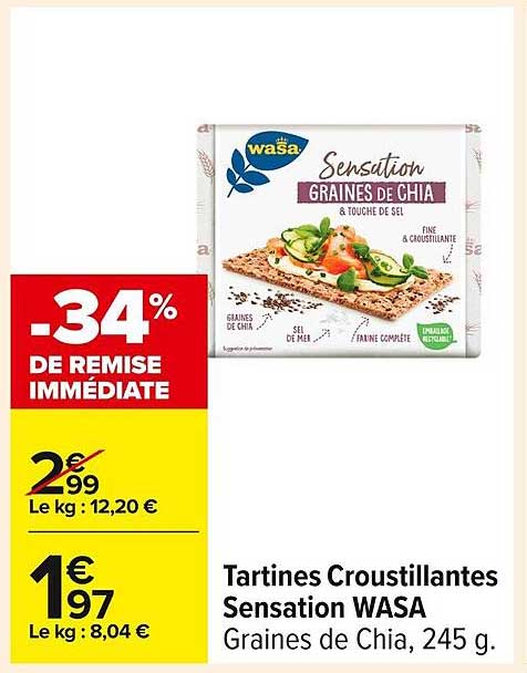 Tartines Croustillantes Sensation WASA Graines de Chia