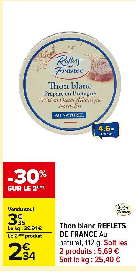 Thon blanc REFLETS DE France Au naturel, 112 g