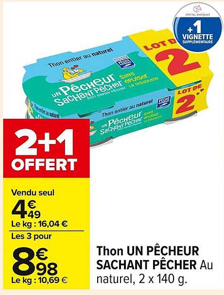Thon UN PÊCHEUR SAVANT PÊCHER Au naturel, 2 x 140 g.