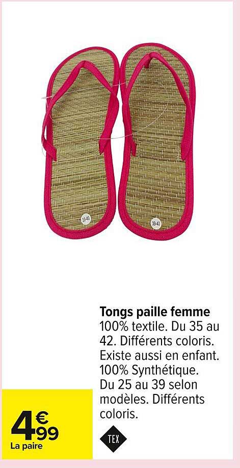 Tongs paille femme