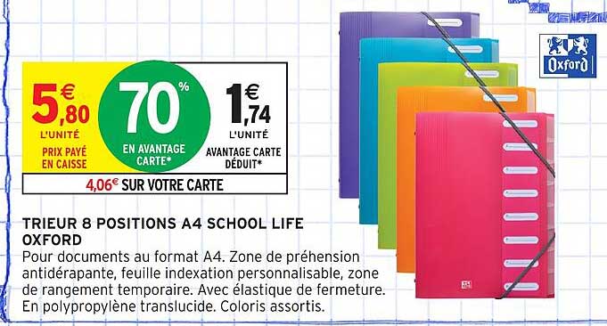 TRIEUR 8 POSITIONS A4 SCHOOL LIFE OXFORD
