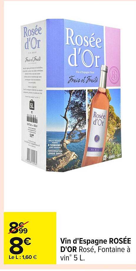 Vin d'Espagne ROSÉE D'OR Rosé, Fontaine à vin® 5 L.