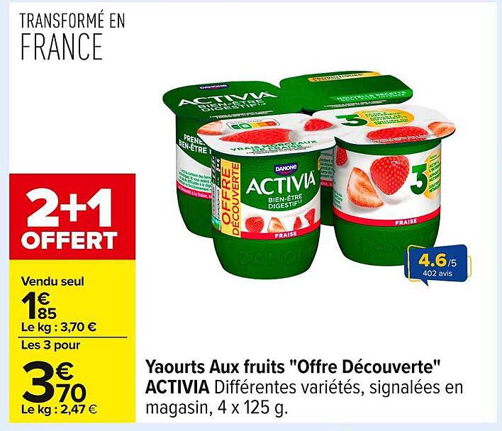 Yaourts Aux fruits "Offre Découverte" ACTIVIA