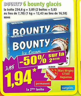 6 bounty glacés