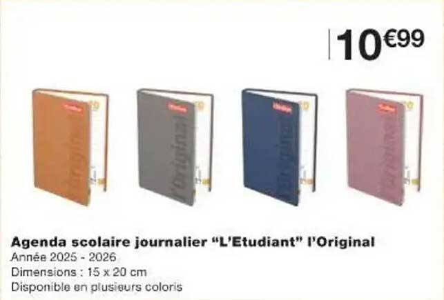 Agenda scolaire journalier “L’Etudiant” l’Original