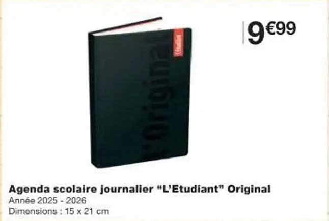 Agenda scolaire journalier “L’Etudiant” Original