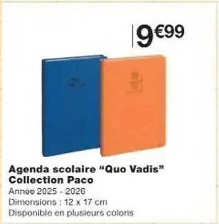 Agenda scolaire “Quo Vadis” Collection Paco