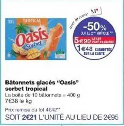Bâtonnets glacés “Oasis” sorbet tropical