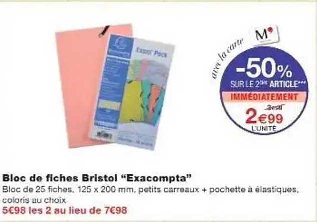 Bloc de fiches Bristol "Exacompta"