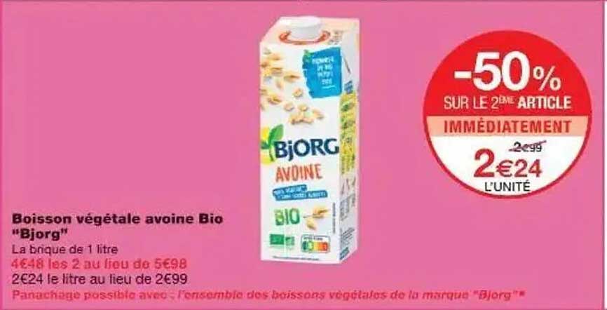 Boisson végétale avoine Bio "Bjorg"