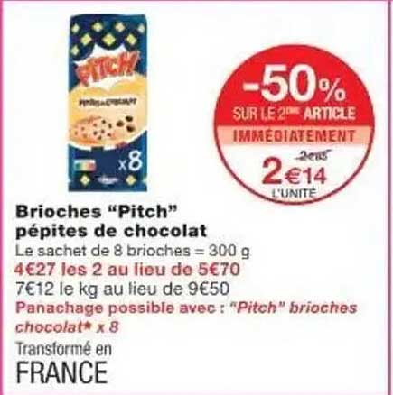 Brioche "Pitch" pépites de chocolat
