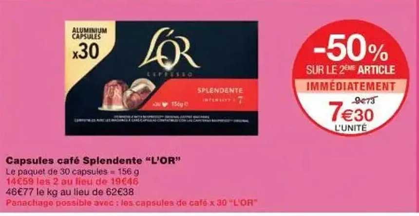 Capsules café Splendente “L’OR”