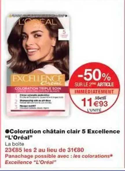 Coloration châtain clair 5 Excellence "L'Oréal"