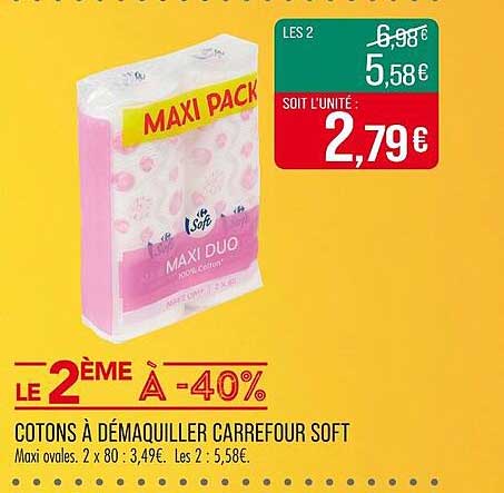 Cotons à démaquiller Carrefour Soft