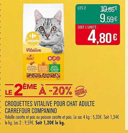 CROQUETTES VITALIVE POUR CHAT ADULTE CARREFOUR COMPANION