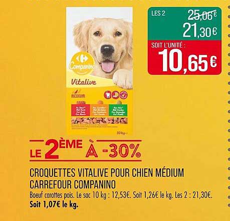 CROQUETTES VITALIVE POUR CHIEN MÉDIUM CARREFOUR COMPANINO