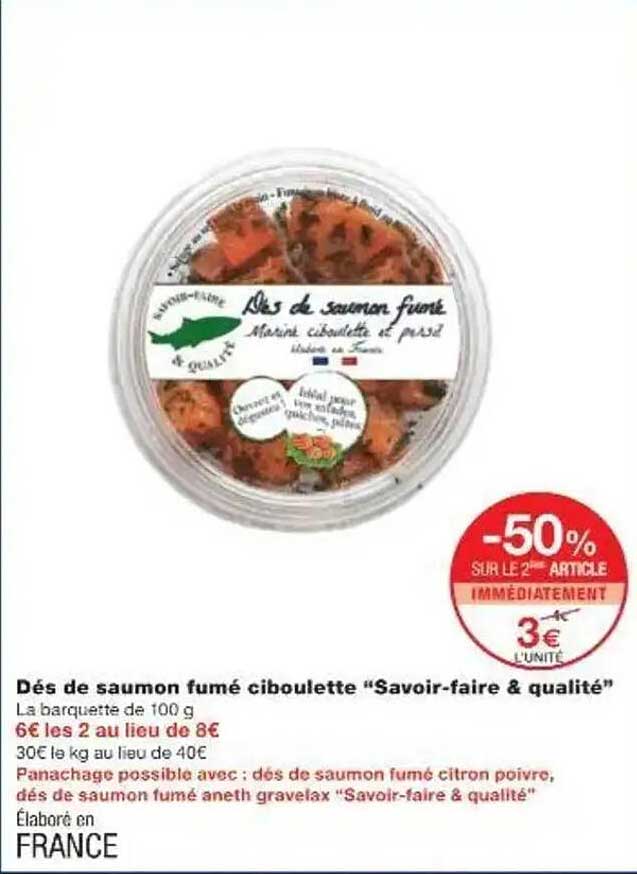 Dés de saumon fumé ciboulette "Savoir-faire & qualité"