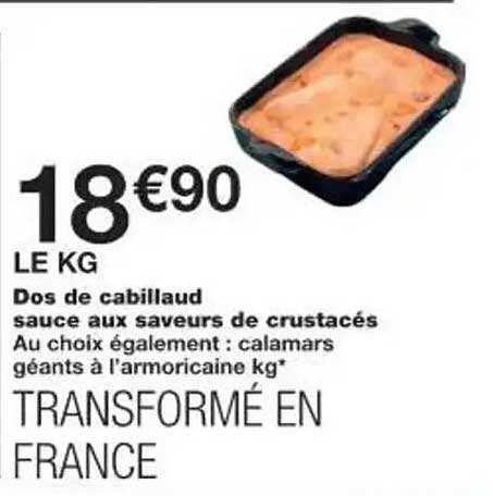 Dos de cabillaud sauce aux saveurs de crustacés