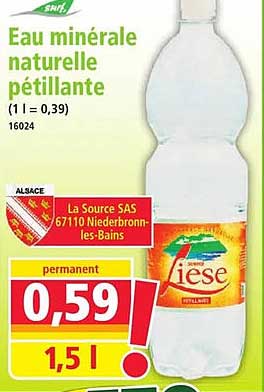 Eau minérale naturelle pétillante