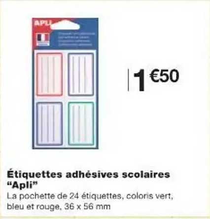 Étiquettes adhésives scolaires "Apli"