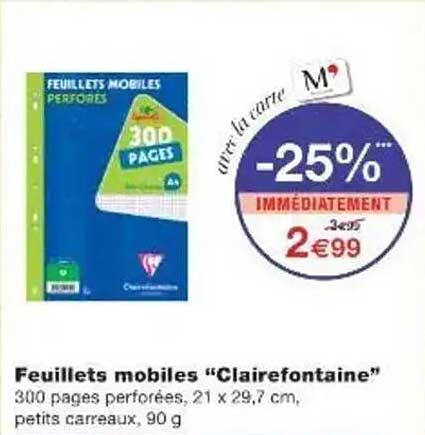 Feuillets mobiles "Clairefontaine"