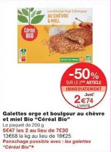 Galettes orge et boulgour au chèvre et miel Bio “Céréal Bio”