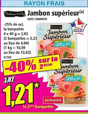 Jambon supérieur(a) sans couenne