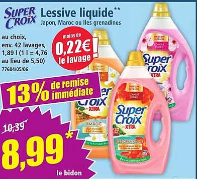Lessive liquide Super Croix** au choix, env. 42 lavages