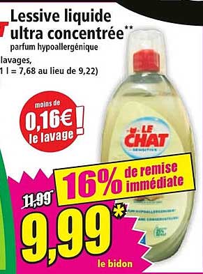 Lessive liquide ultra concentrée** parfum hypoallergénique