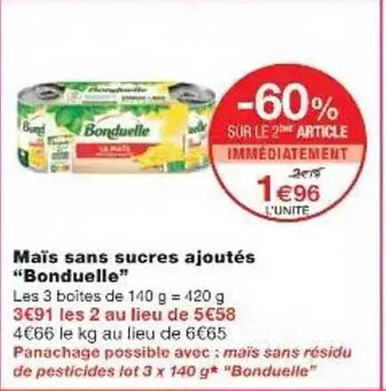 Maïs sans sucres ajoutés "Bonduelle"