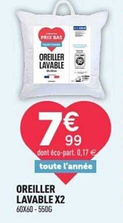 OREILLER LAVABLE X2