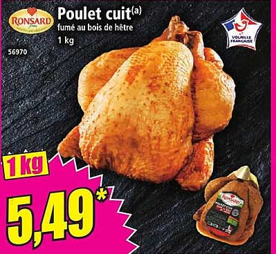 Poulet cuit fumé au bois de hêtre 1 kg