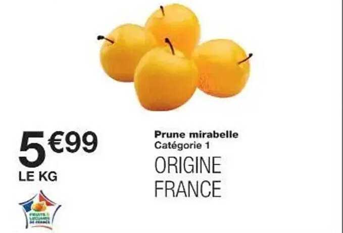 Prune mirabelle Catégorie 1