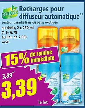 Recharge pour diffuseur automatique - Senteur paradis frais ou oasis exotique