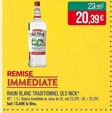 Rhum Blanc Traditionnel Old Nick