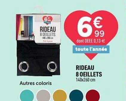 RIDEAU 8 OILLETS 140x260 cm