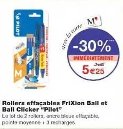 Rollers effaçables FriXion Ball et Ball Clicker "Pilot"
