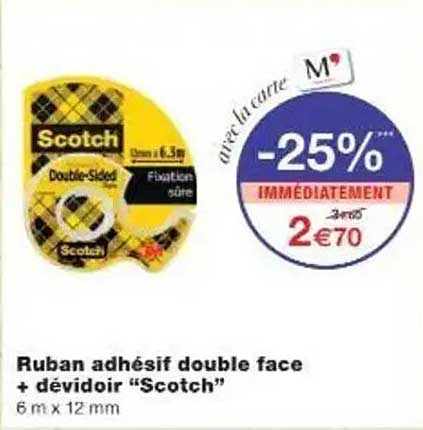 Ruban adhésif double face + dévidoir “Scotch”