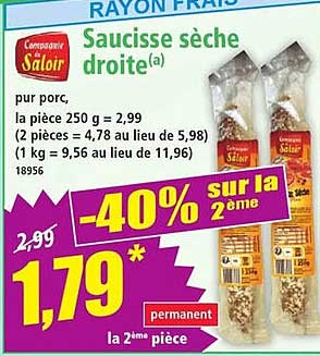 Saucisse sèche droite