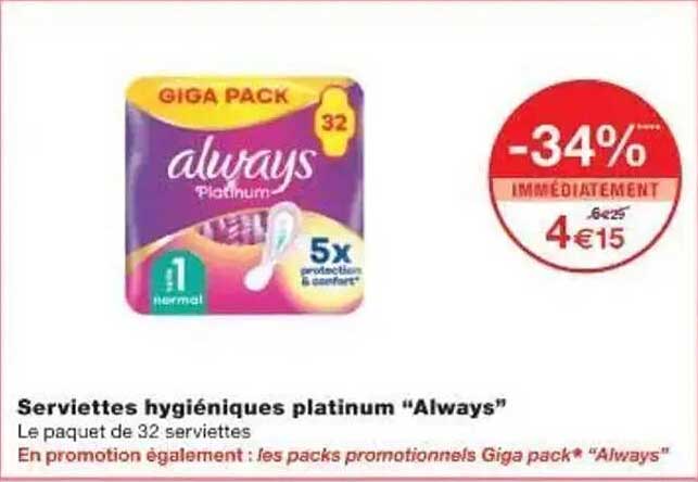 Serviettes hygiéniques platinum “Always”