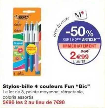 Stylos-bille 4 couleurs Fun "Bic"