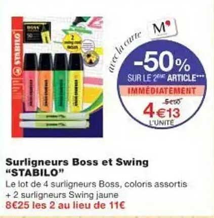 Surligneurs Boss et Swing "STABILO"