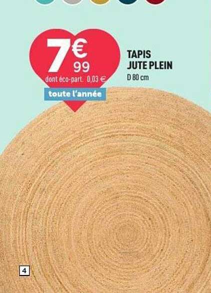 TAPIS JUTE PLEIN D 80 cm