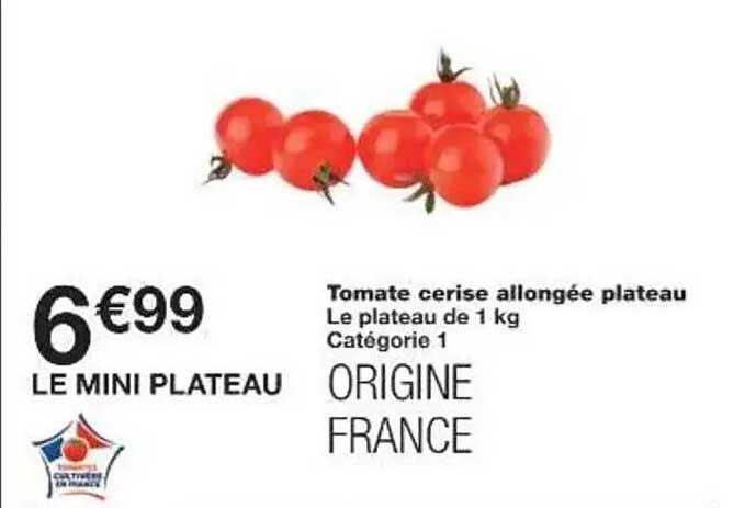 Tomate cerise allongée plateau