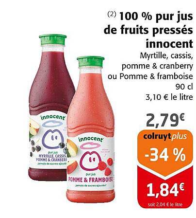 100 % pur jus de fruits pressés innocent