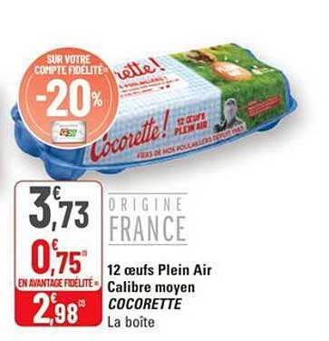 12 œufs Plein Air Calibre moyen COCORETTE