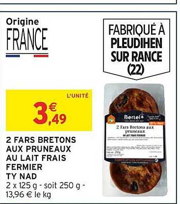2 FARS BRETONS AUX PRUNEAUX AU LAIT FRAIS FERMIER TY NAD