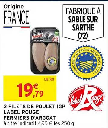 2 FILETS DE POULET IGP LABEL ROUGE FERMERS D'ARGOAT