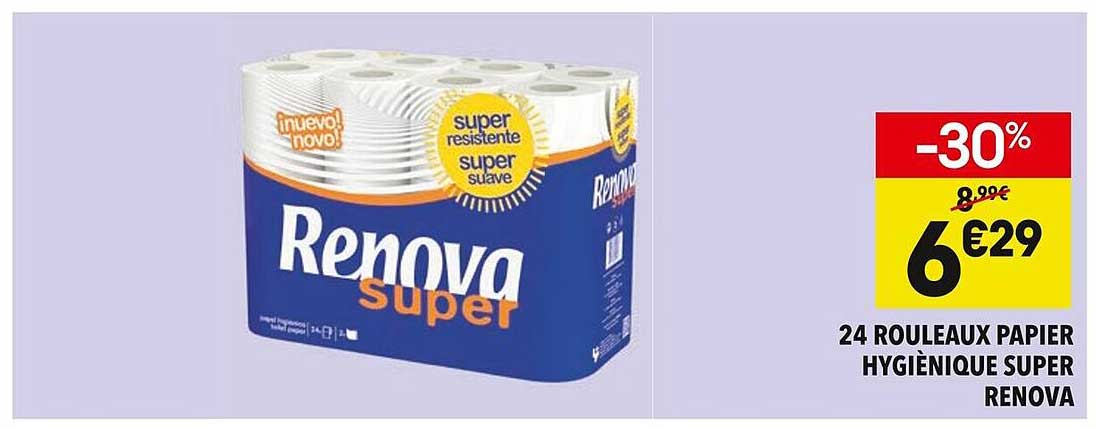 24 ROULEAUX PAPIER HYGIÉNIQUE SUPER RENOVA