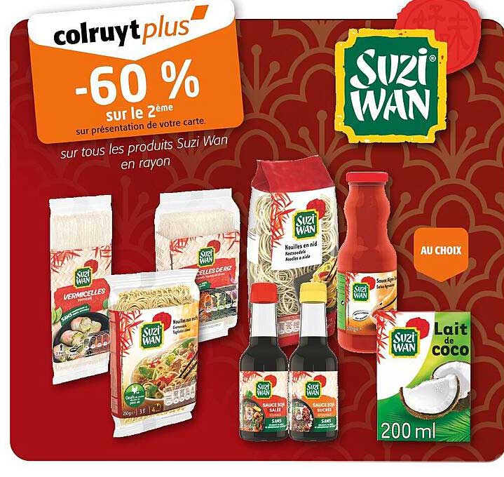60 % sur le 2ème sur tous les produits Suzi Wan en rayon
